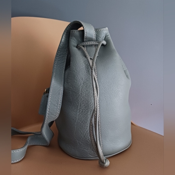 Slate Blue Textured Mini Bucket Bag with Adjustable Strap mint green - Picture 4 of 12